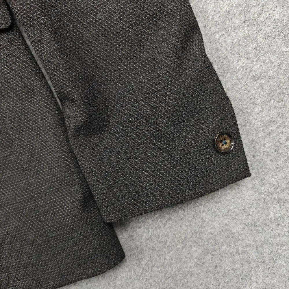 Ted Baker Blazer Mens Medium Gray Tweed Slim Fit Polyester Viscose Designer